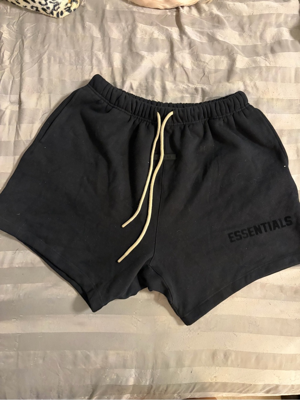 Essentials Men's Black Athletic Sweat Shorts with Contrast Drawstring